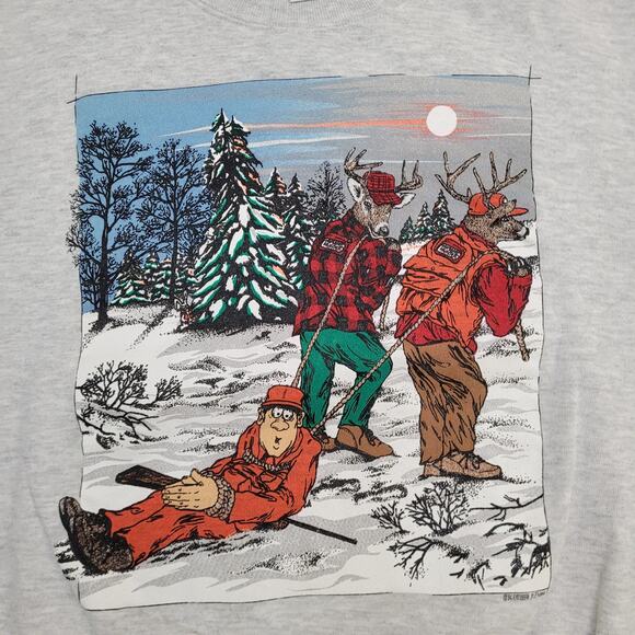 Vintage 1994 Funny Deer Hunting Sweatshirt Women XL 23x24 USA - Picture 16 of 16